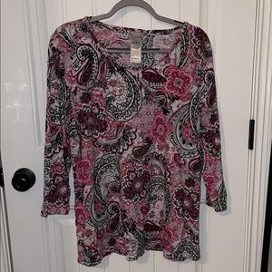 Chico's Pink and Black Paisley Blouse